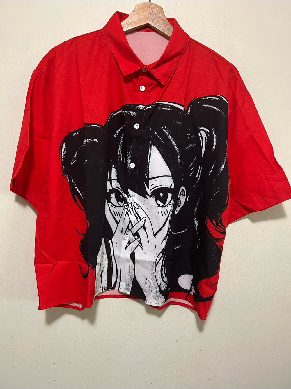 Graphic crop ladies button down top, NWT